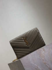 Uubags YSL medium Cassandre Envelope chain wallet in olive wood lambskin 22.5x14x4cm - 6