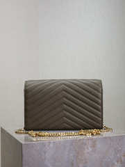 Uubags YSL medium Cassandre Envelope chain wallet in olive wood lambskin 22.5x14x4cm - 5