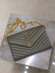 Uubags YSL medium Cassandre Envelope chain wallet in olive wood lambskin 22.5x14x4cm - 2