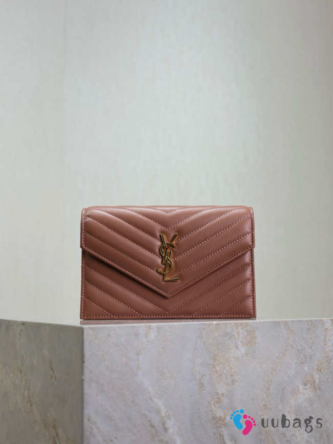 Uubags YSL small Cassandre Envelope chain wallet in barely pink lambskin 19x12.5x3.5cm - 1