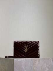 Uubags YSL small Cassandre Envelope chain wallet in burgundy lambskin 19x12.5x3.5cm - 1