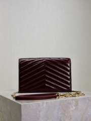 Uubags YSL small Cassandre Envelope chain wallet in burgundy lambskin 19x12.5x3.5cm - 5