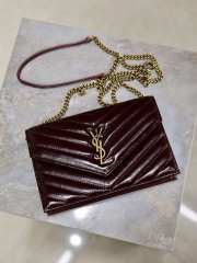 Uubags YSL small Cassandre Envelope chain wallet in burgundy lambskin 19x12.5x3.5cm - 2