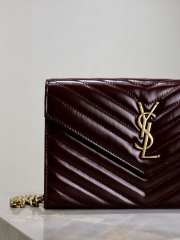 Uubags YSL Cassandre Envelope chain wallet in burgundy lambskin 22.5x14x4cm - 3