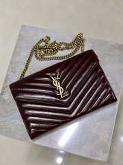 Uubags YSL Cassandre Envelope chain wallet in burgundy lambskin 22.5x14x4cm - 2