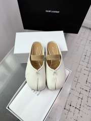 Uubags Maison Martin Margiela White Leather Mules with Tan Strap - 1