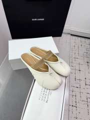Uubags Maison Martin Margiela White Leather Mules with Tan Strap - 6