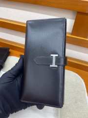 Uubags Hermes Bearn monochrome wallet in black with silver buckle 17.5x9x0.5cm - 5
