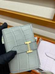Uubags Hermes Bearn Compact wallet in gris ciment alligator crocodile skin with gold hardware 12x9.4x0.5cm - 4