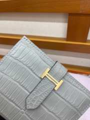 Uubags Hermes Bearn Compact wallet in gris ciment alligator crocodile skin with gold hardware 12x9.5x0.4cm  - 6