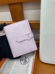Uubags Hermes Bearn Compact wallet in light purple alligator crocodile skin with silver hardware 12x9.5x0.4cm - 6