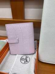 Uubags Hermes Bearn Compact wallet in light purple alligator crocodile skin with silver hardware 12x9.5x0.4cm - 5