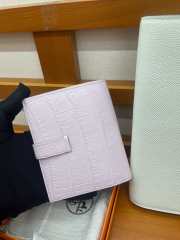 Uubags Hermes Bearn Compact wallet in light purple alligator crocodile skin with silver hardware 12x9.5x0.4cm - 4