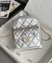 Uubags Chanel Duma backpack in silver metallic lambskin with gold hardware 22x22.5x8.5cm - 1