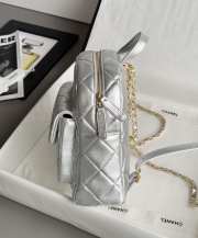 Uubags Chanel Duma backpack in silver metallic lambskin with gold hardware 22x22.5x8.5cm - 4
