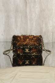 Uubags Chanel 25B Small Sequined CF Flap Bag Brown/Gold With Gold Hardware 21x8x14cm - 1