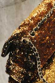 Uubags Chanel 25B Small Sequined CF Flap Bag Brown/Gold With Gold Hardware 21x8x14cm - 5