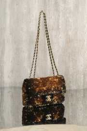 Uubags Chanel 25B Small Sequined CF Flap Bag Brown/Gold With Gold Hardware 21x8x14cm - 3