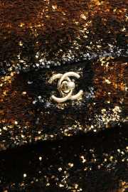 Uubags Chanel 25B Small Sequined CF Flap Bag Brown/Gold With Gold Hardware 21x8x14cm - 2