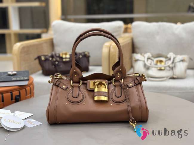 Uubags Chloe Paddington bag in grained leather in mustang brown 36x18x18cm - 1