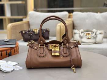 Uubags Chloe Paddington bag in grained leather in mustang brown 36x18x18cm