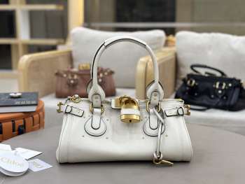 Uubags Chloe Paddington bag in grained leather in cloudy cream 36x18x18cm