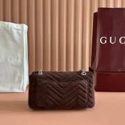 Uubags Gucci Marmont medium shoulder bag in dark brown leather 26x15x7cm - 6