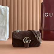 Uubags Gucci Marmont small shoulder bag in dark brown suede leather 22x15x6cm - 1