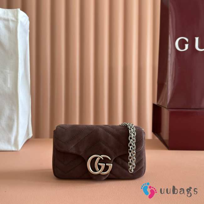 Uubags Gucci Marmont shoulder bag in dark brown suede leather 16.5x9.5x4.5cm - 1