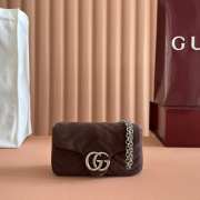 Uubags Gucci Marmont shoulder bag in dark brown suede leather 16.5x9.5x4.5cm - 1