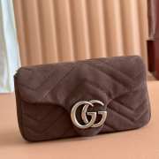Uubags Gucci Marmont shoulder bag in dark brown suede leather 16.5x9.5x4.5cm - 3