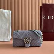 Uubags Gucci Marmont medium shoulder bag in dusty blue suede leather 26x15x7cm - 1