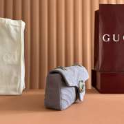 Uubags Gucci Marmont medium shoulder bag in dusty blue suede leather 26x15x7cm - 6