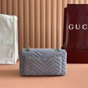 Uubags Gucci Marmont medium shoulder bag in dusty blue suede leather 26x15x7cm - 4