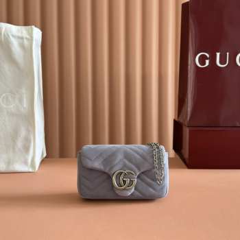 Uubags Gucci Marmont shoulder bag in dusty blue suede leather 16.5x9.5x4.5cm