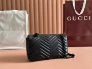 Uubags Gucci 443497 Marmont medium bag in black matelassé chevron leather 26x15x7cm - 6