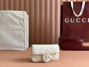 Uubags Gucci GG Marmont belt bag in white 16.5x10.2x5.1cm