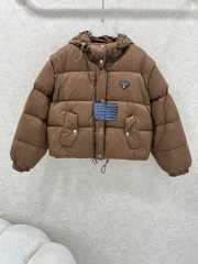 Uubags Prada Re-Nylon cropped convertible down jacket in brown - 1