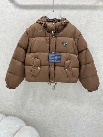 Uubags Prada Re-Nylon cropped convertible down jacket in brown