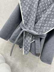 Uubags Louis Vuitton Belted Double Face Hooded Wrap Coat Short In Grey - 5