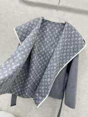 Uubags Louis Vuitton Belted Double Face Hooded Wrap Coat Short In Grey - 4