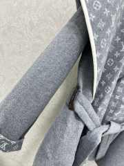 Uubags Louis Vuitton Belted Double Face Hooded Wrap Coat Short In Grey - 3