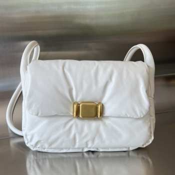 Uubags Bottega Veneta Pad Crossbody Bag In White & Brass 28x14x10cm