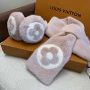 Uubags Louis Vuitton Earmuffs & Fur Scarf Set Monogram Flower Pink shearling - 3