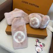 Uubags Louis Vuitton Earmuffs & Fur Scarf Set Monogram Flower Pink shearling - 2