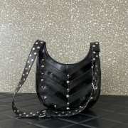Uubags Valentino Garavani Black Hoboho Small Nappa Leather Hobo Bag With Chevron Pattern And Studs - 2