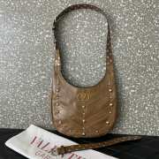 Uubags Valentino Garavani Brown Hoboho Small Nappa Leather Hobo Bag With Chevron Pattern And Studs - 4