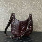 Uubags Valentino Garavani Burgundy Hoboho Small Nappa Leather Hobo Bag With Chevron Pattern And Studs - 2
