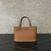 Uubags Valentino Garavani Rockstud Mini Shopping Bag In Brown Grainy Calfskin 18.5x12.5x5.5cm - 5