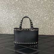 Uubags Valentino Garavani Rockstud Mini Shopping Bag In Black Grainy Calfskin 18.5x12.5x5.5cm - 6